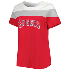 White/Red Los Angeles Angels Women's Plus Size Colorblock T-Shirt