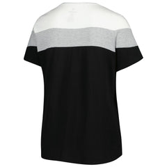 White/Black Miami Marlins Women's Plus Size Colorblock T-Shirt
