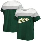 White/Green Athletics Women's Plus Size Colorblock T-Shirt