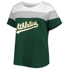 White/Green Athletics Women's Plus Size Colorblock T-Shirt