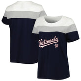 Navy/Heather Gray Washington Nationals Women's Plus Size Colorblock T-Shirt