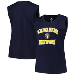 Navy Milwaukee Brewers Profile Women's Plus Size Tank Top