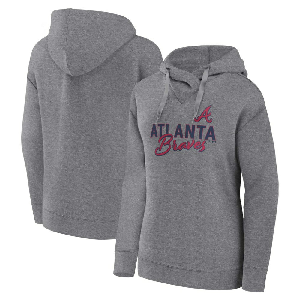 Heather Gray Profile Atlanta Braves Women's Plus Size Pullover Hoodie