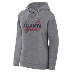 Heather Gray Profile Atlanta Braves Women's Plus Size Pullover Hoodie