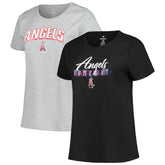 Black/Heather Gray Los Angeles Angels Profile Women's Plus Size T-Shirt Combo Pack