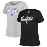 Black/Heather Gray Los Angeles Dodgers Profile Women's Plus Size T-Shirt Combo Pack