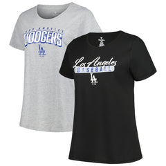 Black/Heather Gray Los Angeles Dodgers Profile Women's Plus Size T-Shirt Combo Pack