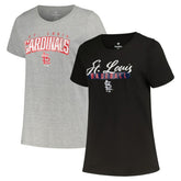 Black/Heather Gray St. Louis Cardinals Profile Women's Plus Size T-Shirt Combo Pack