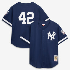 Navy Mariano Rivera New York Yankees Mitchell & Ness Cooperstown Collection Mesh Batting Practice Button-Up Jersey