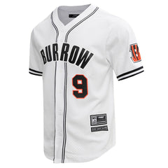 Joe Burrow Pro Standard Mesh Baseball Button-Up T-Shirt - Cincinnati Bengals T-shirts