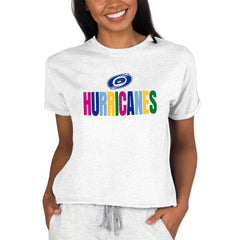NHL Carolina Hurricanes Concepts Sport Women's Tri-Blend Mainstream Terry Short Sleeve Sweatshirt Top