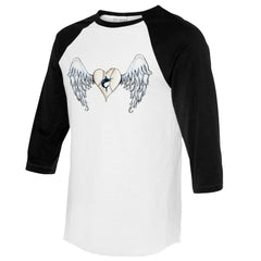 White/Black Miami Marlins Tiny Turnip Women's Angel Wings 3/4-Sleeve Raglan T-Shirt