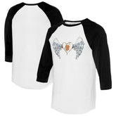 White/Black San Francisco Giants Tiny Turnip Women's Angel Wings 3/4-Sleeve Raglan T-Shirt