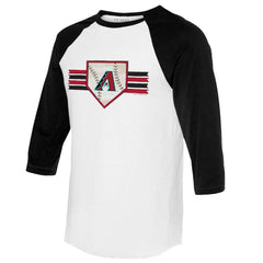 White/Black Arizona Diamondbacks Tiny Turnip Women's Base Stripe 3/4-Sleeve Raglan T-Shirt