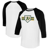 White/Black Athletics Tiny Turnip Women's Base Stripe 3/4-Sleeve Raglan T-Shirt