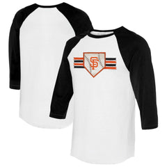 White/Black San Francisco Giants Tiny Turnip Women's Base Stripe 3/4-Sleeve Raglan T-Shirt