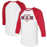White/Red Los Angeles Angels Tiny Turnip Women's Base Stripe 3/4-Sleeve Raglan T-Shirt