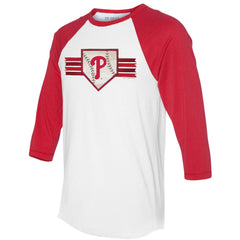 White/Red Philadelphia Phillies Tiny Turnip Women's Base Stripe 3/4-Sleeve Raglan T-Shirt
