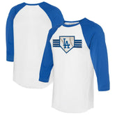 White/Royal Los Angeles Dodgers Tiny Turnip Women's Base Stripe 3/4-Sleeve Raglan T-Shirt