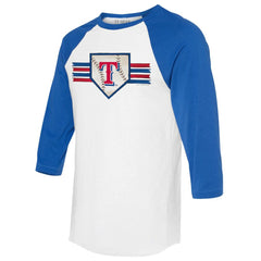 White/Royal Texas Rangers Tiny Turnip Women's Base Stripe 3/4-Sleeve Raglan T-Shirt
