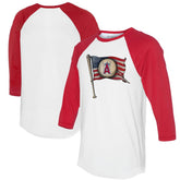 White/Red Los Angeles Angels Tiny Turnip Women's Baseball Flag 3/4-Sleeve Raglan T-Shirt