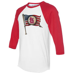 White/Red St. Louis Cardinals Tiny Turnip Women's Baseball Flag 3/4-Sleeve Raglan T-Shirt