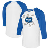 White/Royal Los Angeles Dodgers Tiny Turnip Women's Baseball Pow 3/4-Sleeve Raglan T-Shirt