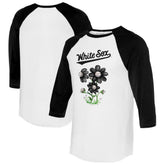White/Black Chicago White Sox Tiny Turnip Women's Blooming Baseballs 3/4-Sleeve Raglan T-Shirt