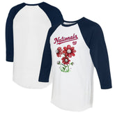 White/Navy Washington Nationals Tiny Turnip Women's Blooming Baseballs 3/4-Sleeve Raglan T-Shirt