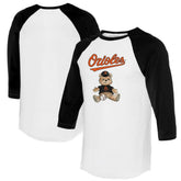 White/Black Baltimore Orioles Tiny Turnip Women's Teddy Boy 3/4-Sleeve Raglan T-Shirt