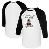 White/Black Colorado Rockies Tiny Turnip Women's Teddy Boy 3/4-Sleeve Raglan T-Shirt