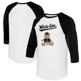 White/Black Chicago White Sox Tiny Turnip Women's Teddy Boy 3/4-Sleeve Raglan T-Shirt