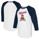 White/Navy Washington Nationals Tiny Turnip Women's Teddy Boy 3/4-Sleeve Raglan T-Shirt