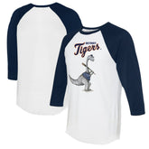White/Navy Detroit Tigers Tiny Turnip Women's Bronto 3/4-Sleeve Raglan T-Shirt