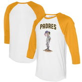 White/Gold San Diego Padres Tiny Turnip Women's Bubbles 3/4-Sleeve Raglan T-Shirt