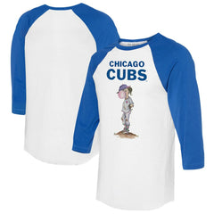 White/Royal Chicago Cubs Tiny Turnip Women's Bubbles 3/4-Sleeve Raglan T-Shirt