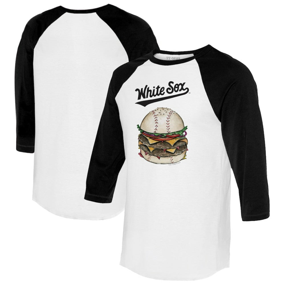 White/Black Chicago White Sox Tiny Turnip Women's Burger 3/4-Sleeve Raglan T-Shirt