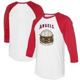 White/Red Los Angeles Angels Tiny Turnip Women's Burger 3/4-Sleeve Raglan T-Shirt