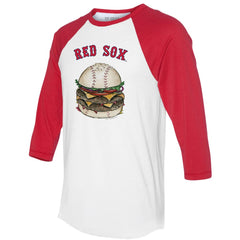 White/Red Boston Red Sox Tiny Turnip Women's Burger 3/4-Sleeve Raglan T-Shirt