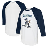White/Navy Seattle Mariners Tiny Turnip Women's Caleb 3/4-Sleeve Raglan T-Shirt
