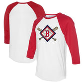 White/Red Boston Red Sox Tiny Turnip Women's Diamond Cross Bats 3/4-Sleeve Raglan T-Shirt