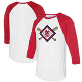 White/Red St. Louis Cardinals Tiny Turnip Women's Diamond Cross Bats 3/4-Sleeve Raglan T-Shirt