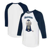 White/Navy Seattle Mariners Tiny Turnip Women's Gumball Machine 3/4-Sleeve Raglan T-Shirt
