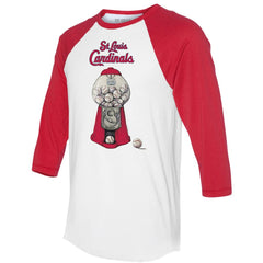 White/Red St. Louis Cardinals Tiny Turnip Women's Gumball Machine 3/4-Sleeve Raglan T-Shirt