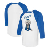 White/Royal Los Angeles Dodgers Tiny Turnip Women's Gumball Machine 3/4-Sleeve Raglan T-Shirt