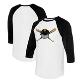 White/Black Pittsburgh Pirates Tiny Turnip Women's Hat Crossbats 3/4-Sleeve Raglan T-Shirt