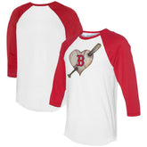 White/Red Boston Red Sox Tiny Turnip Women's Heart Bat 3/4-Sleeve Raglan T-Shirt