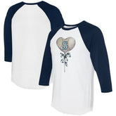 White/Navy Seattle Mariners Tiny Turnip Women's Heart Lolly 3/4-Sleeve Raglan T-Shirt