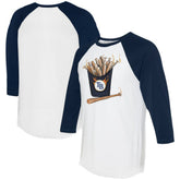 White/Navy Tampa Bay Rays Tiny Turnip Women's Hot Bats 3/4-Sleeve Raglan T-Shirt