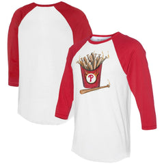 White/Red Philadelphia Phillies Tiny Turnip Women's Hot Bats 3/4-Sleeve Raglan T-Shirt